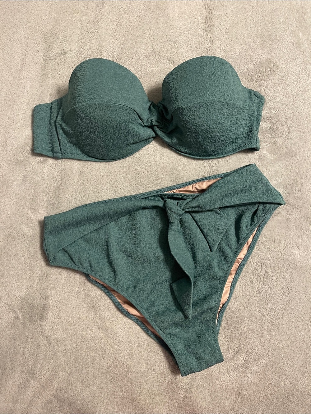 Shade & Shore Strapless High-Waist Bikini Set Green/Teal